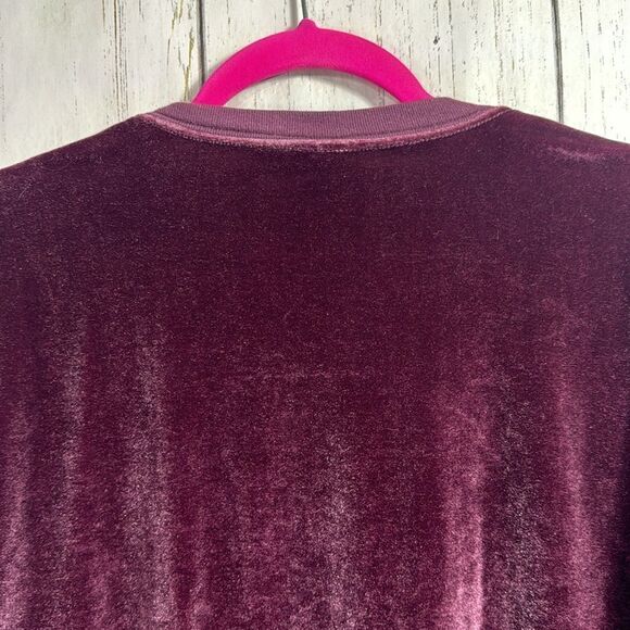 Pink Victorias Secret Velvet Y2K Cropped Short Sleeve Spell Out Burgundy Top - Picture 9 of 13